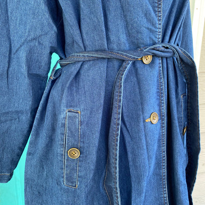 Dark Wash Denim Trench Coat