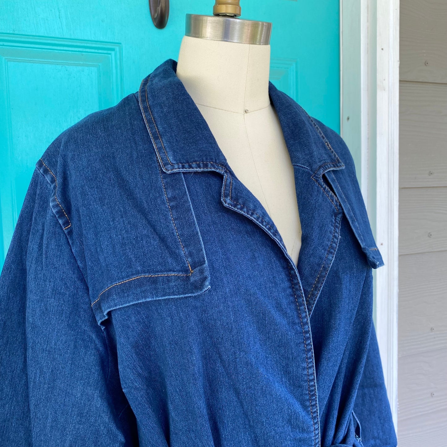 Dark Wash Denim Trench Coat