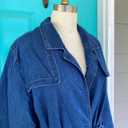 Dark Wash Denim Trench Coat