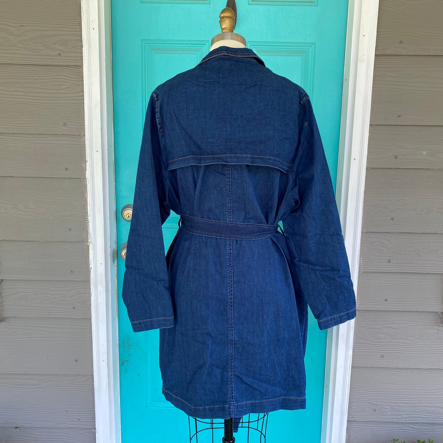 Dark Wash Denim Trench Coat