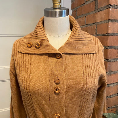 Double Button Brown Knit Sweater