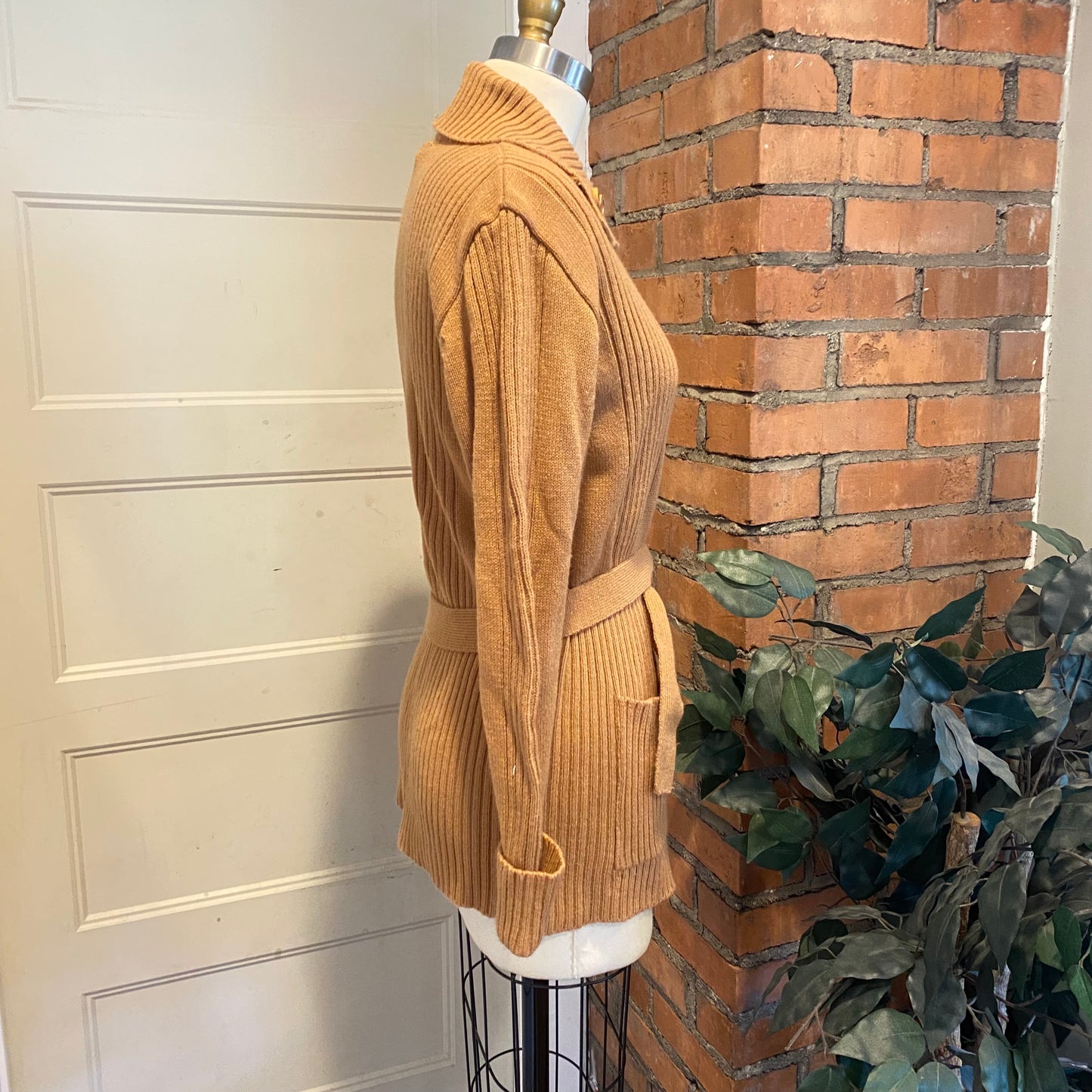 Double Button Brown Knit Sweater