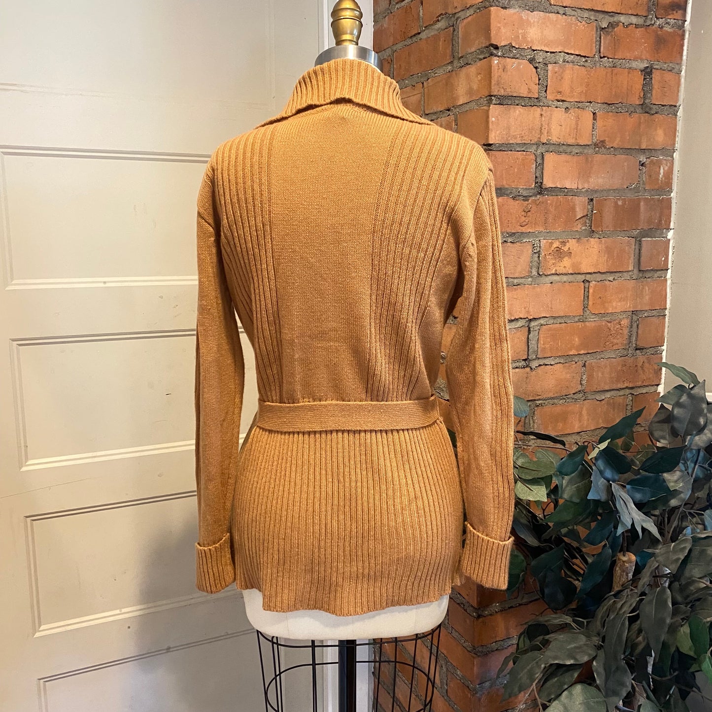 Double Button Brown Knit Sweater