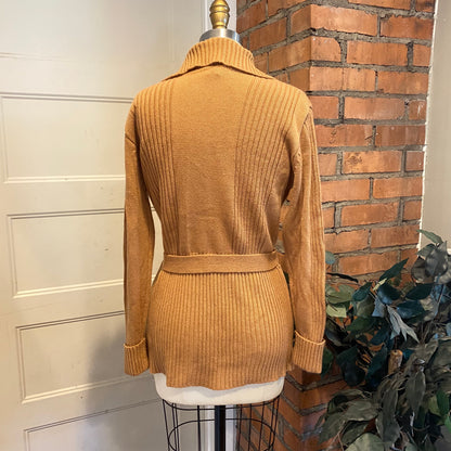 Double Button Brown Knit Sweater