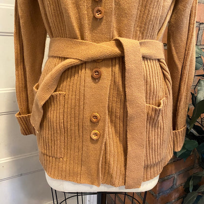 Double Button Brown Knit Sweater