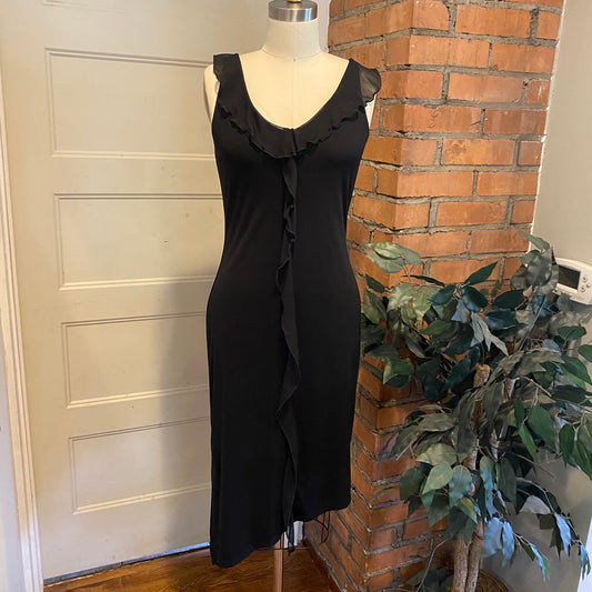 Black Ruffle Trim Dress