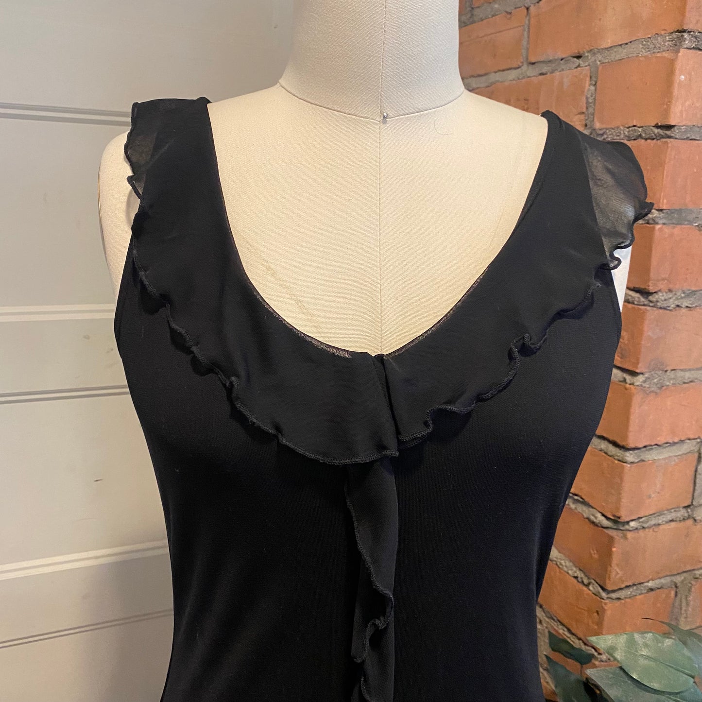 Black Ruffle Trim Dress