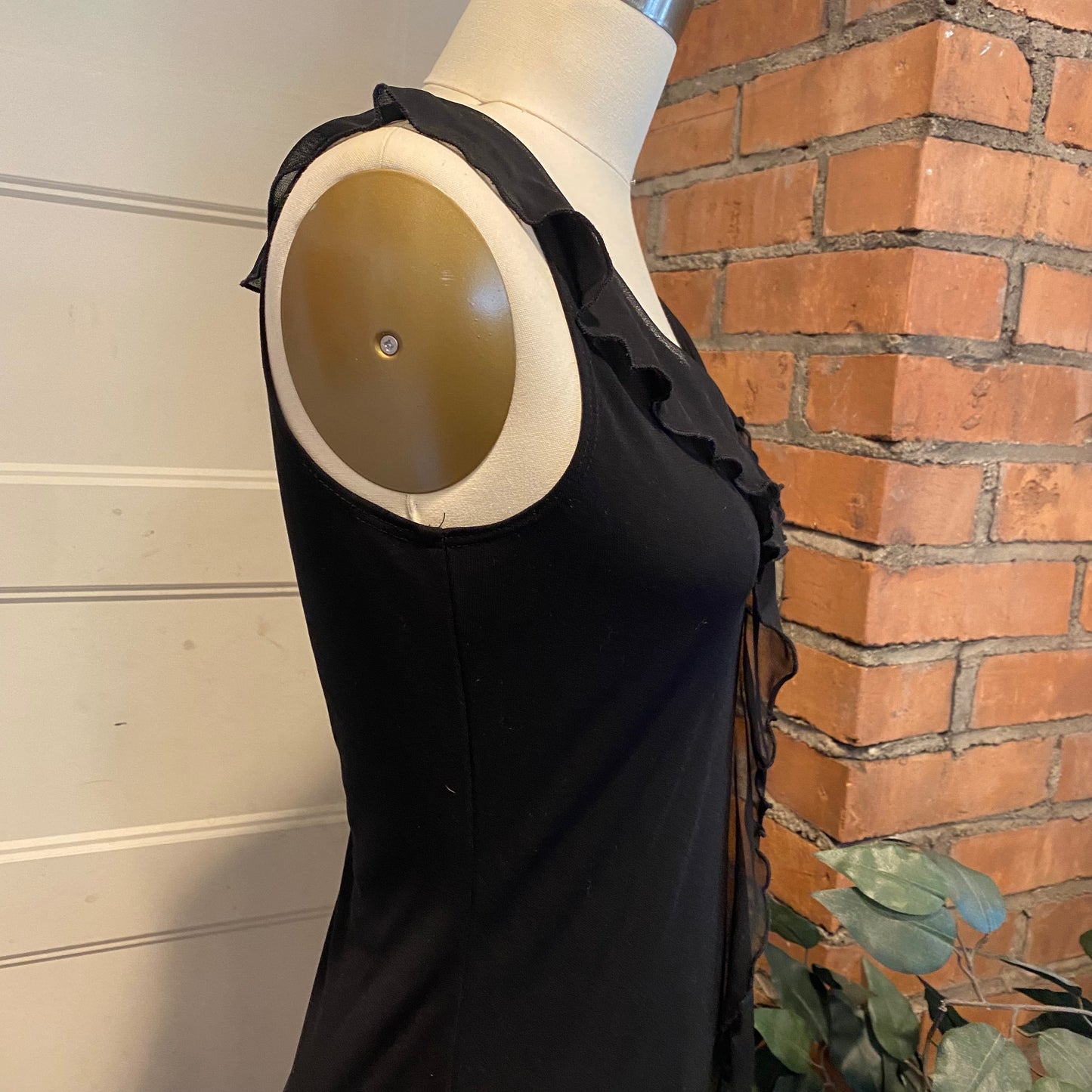 Black Ruffle Trim Dress