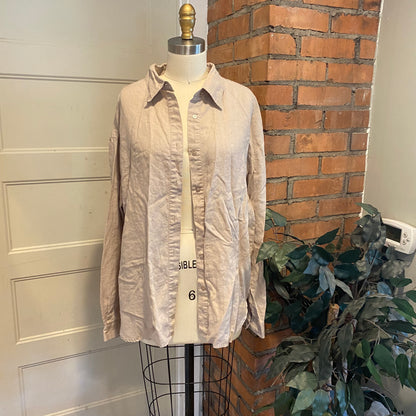 Beige Linen Button Up