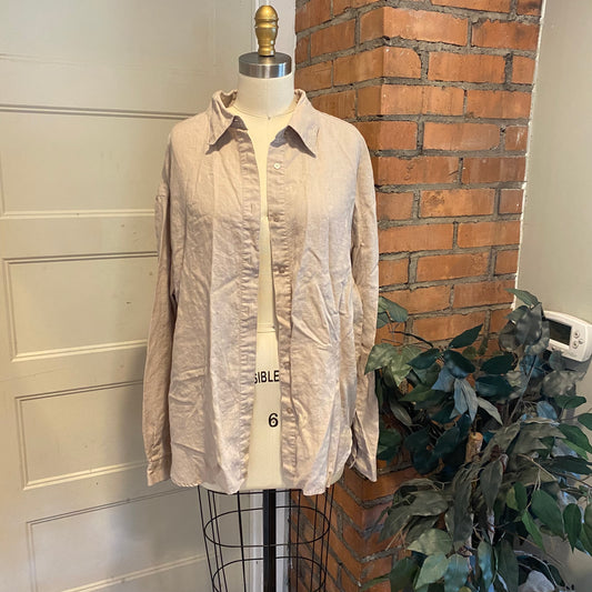 Beige Linen Button Up