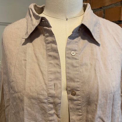 Beige Linen Button Up