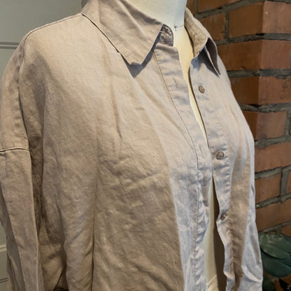Beige Linen Button Up