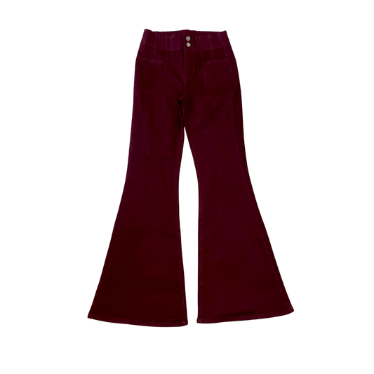 Burgundy Flare Denim Jeans