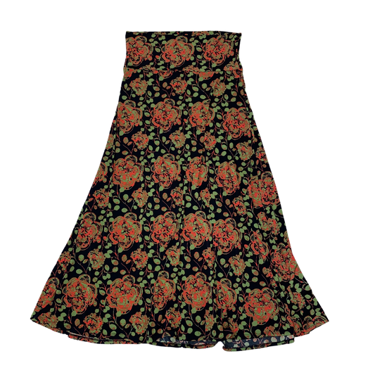 Green and Orange Floral Maxi Skirt