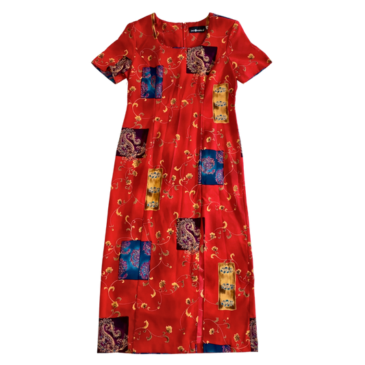 Vintage Red Floral Dress
