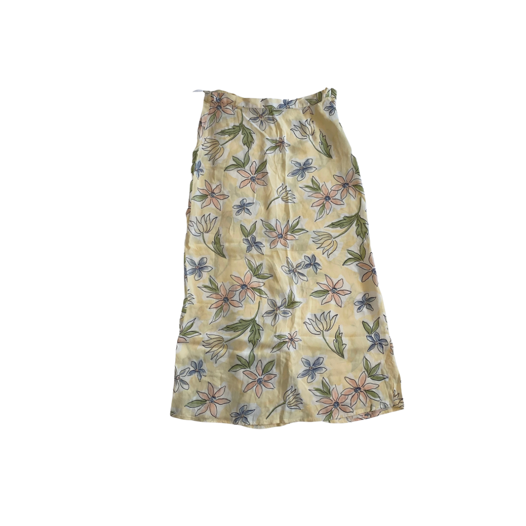Pastel Yellow Floral Maxi Skirt