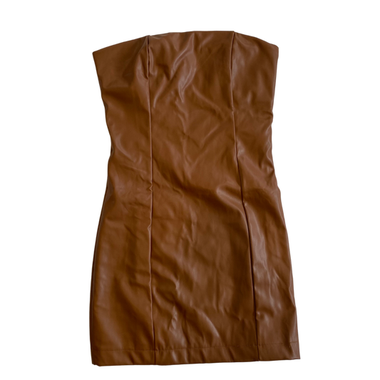 Brown Pleather Strapless Top