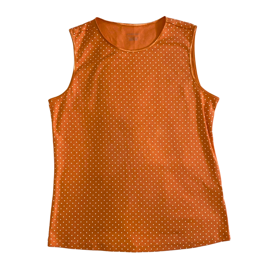 Orange and White Polka Dot Tank Top