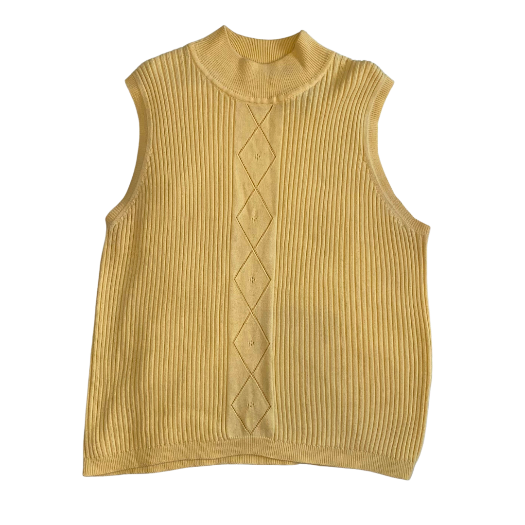 Yellow Mock Neck Knit Tank Top
