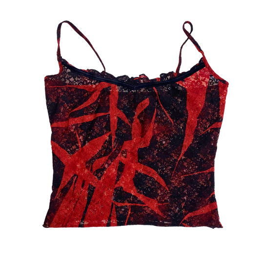 Red & Black Lace Tank Top