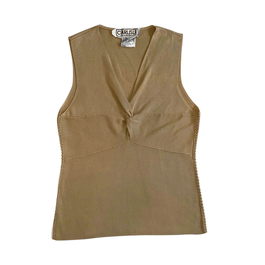 Tan Front Knot Tank Top