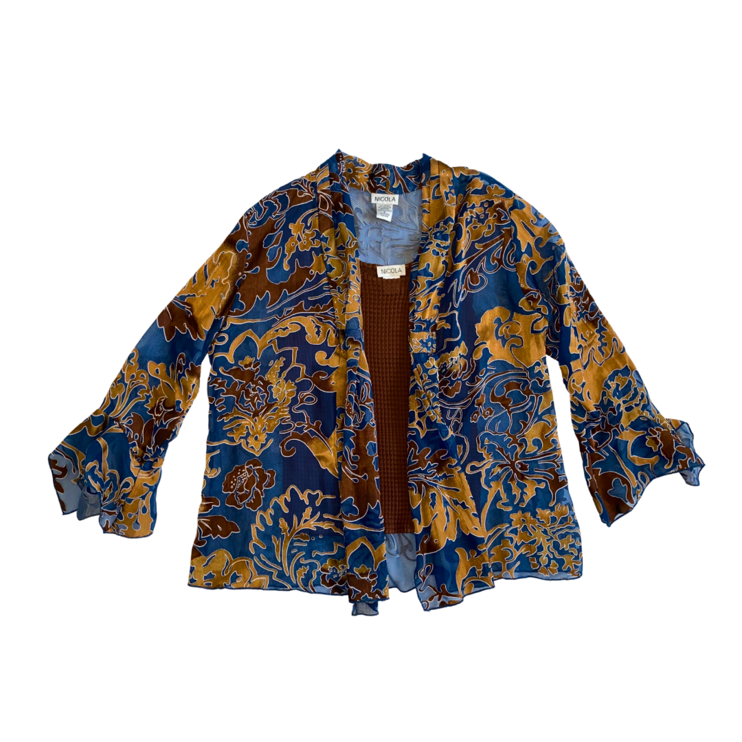 Brown Gold Blue Blouse