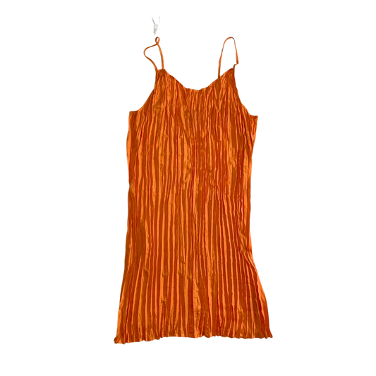 Orange Crinkle Mini Dress