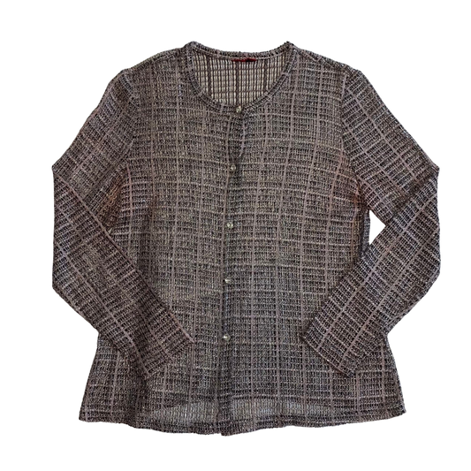 Silver Net Button Up