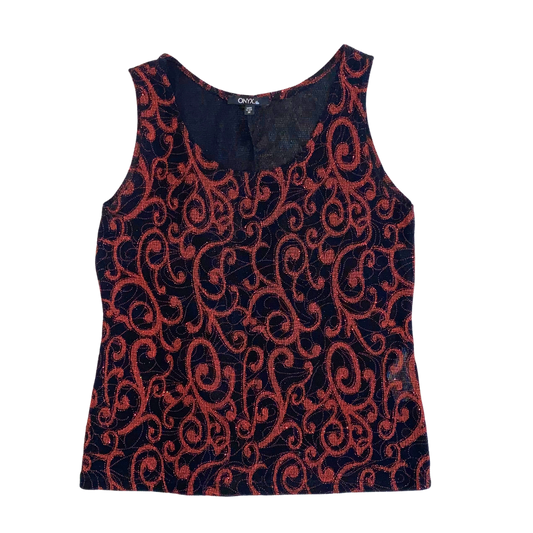 Black and Red Swirly Tank Top