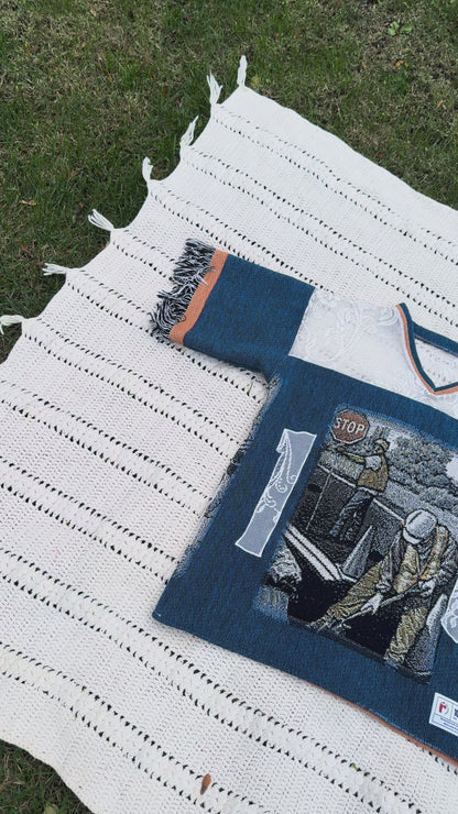 Blue Collar Upcycled Tapestry Jersey Size Large Oversize