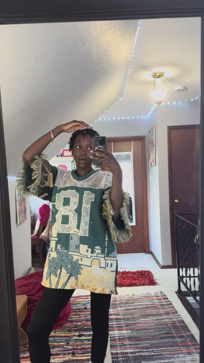 Camel Gold Upcycled Tapestry Jersey Size Medium Oversize