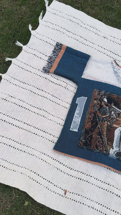 Blue Collar Upcycled Tapestry Jersey Size Large Oversize