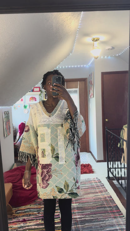 Floral Upcycled Tapestry Jersey Size 2XL Oversize