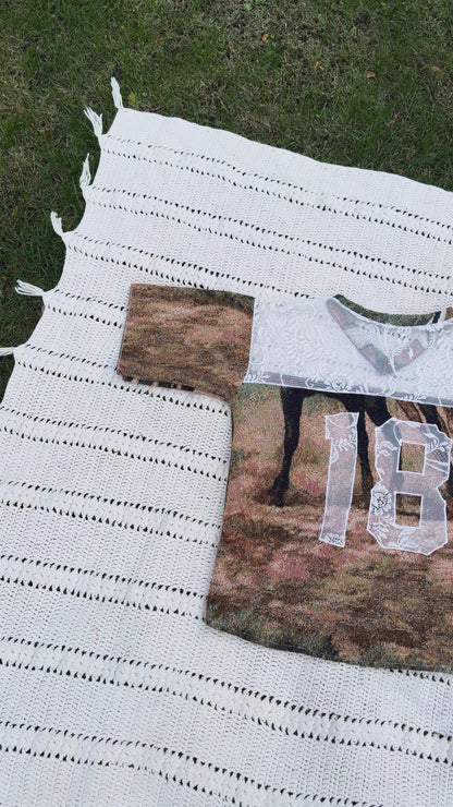 Horses Upcycled Tapestry Jersey Size Large Oversize