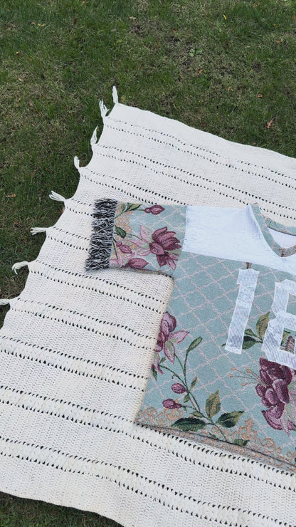 Floral Upcycled Tapestry Jersey Size 2XL Oversize