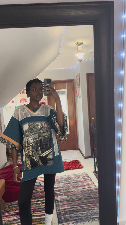 Blue Collar Upcycled Tapestry Jersey Size Large Oversize