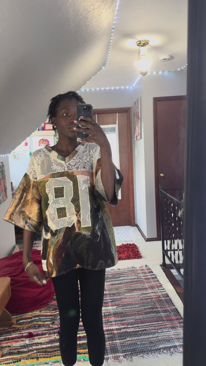 Horses Upcycled Tapestry Jersey Size Large Oversize